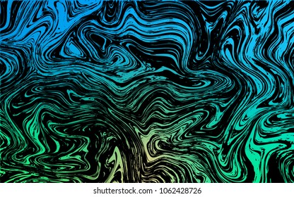 Dark Blue, Green vector template with bent lines. Creative illustration in halftone marble style with gradient. Pattern for your business design.