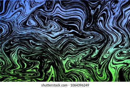 Dark Blue, Green vector template with abstract circles. A completely new color illustration in marble style. Textured wave pattern for backgrounds.