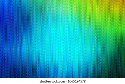 Dark Blue, Green vector template with bent ribbons. Modern gradient abstract illustration with bandy lines. A completely new memphis design for your business.