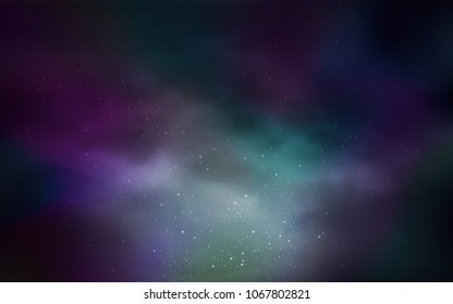 Dark Blue, Green vector template with space stars. Blurred decorative design in simple style with galaxy stars. Best design for your ad, poster, banner.