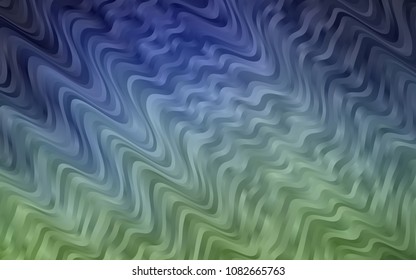 Dark Blue, Green vector template with bent ribbons. Glitter abstract illustration with wry lines. A completely new template for your business design.