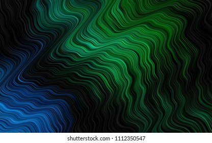 Dark Blue, Green vector template with bent ribbons. Glitter abstract illustration with wry lines. The template for cell phone backgrounds.