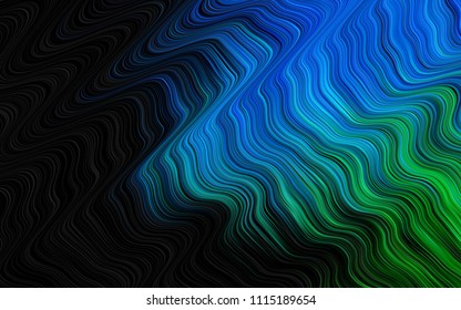Dark Blue, Green vector template with lines, ovals. Shining illustration, which consist of blurred lines, circles. Textured wave pattern for backgrounds.