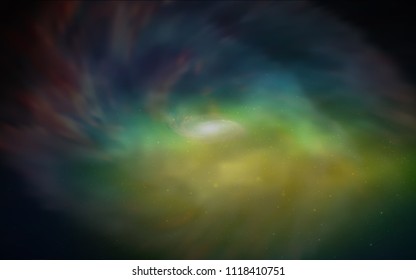 Dark Blue, Green vector template with space stars. Glitter abstract illustration with colorful cosmic stars. Template for cosmic backgrounds.