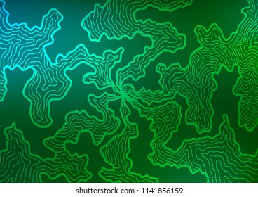 Dark Blue, Green vector template with lava shapes. Shining illustration, which consist of blurred lines, circles. New composition for your brand book.