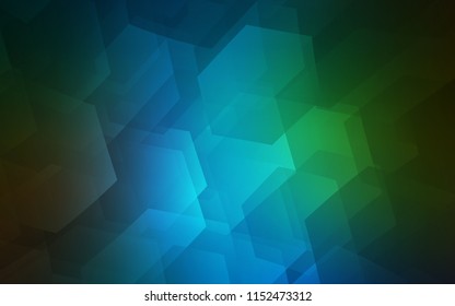 Dark Blue, Green vector template in hexagonal style. Illustration of colored hexagons on white surface. Pattern for texture of wallpapers.