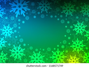Dark Blue, Green vector template with ice snowflakes. Glitter abstract illustration with crystals of ice. New year design for your business advert.