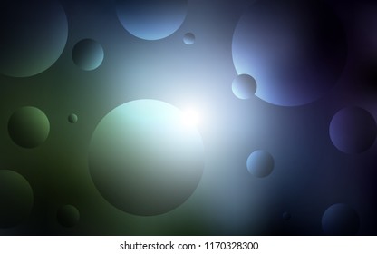 Dark Blue, Green vector template with circles. Blurred decorative design in abstract style with bubbles. Pattern can be used as texture of wallpapers.