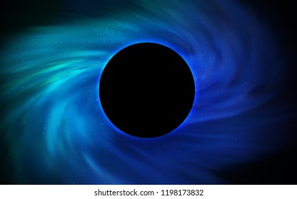 Dark Blue, Green vector template with a black hole, space. Colorful illustration of a black hole on a starry backdrop. Backdrop for ads, leaflets of Black Friday.