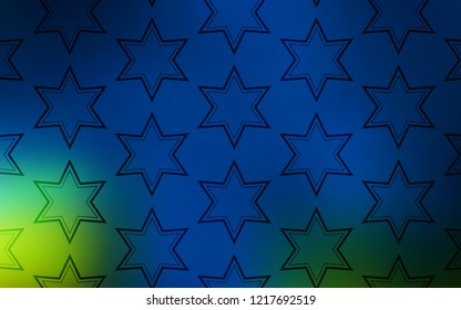 Dark Blue, Green vector template with sky stars. Glitter abstract illustration with colored stars. Template for sell phone backgrounds.