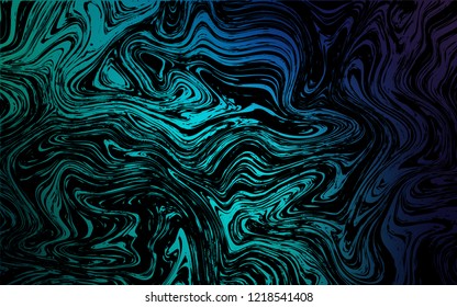 Dark Blue, Green vector template with bent lines. Colorful illustration in abstract marble style with gradient. A new texture for your  ad, booklets, leaflets.