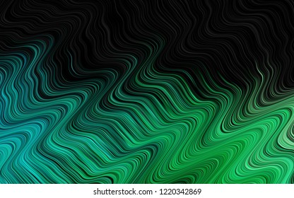 Dark Blue, Green vector template with lines, ovals. A vague circumflex abstract illustration with gradient. The template for cell phone backgrounds.