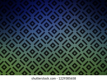 Dark Blue, Green vector template with sticks, squares. Glitter abstract illustration with colorful lines, rhombuses. Pattern for ads, posters, banners.