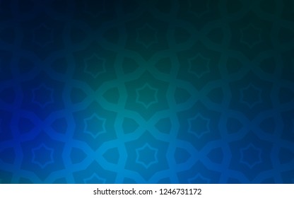 Dark Blue, Green vector template with sky stars. Stars on blurred abstract background with gradient. Template for sell phone backgrounds.