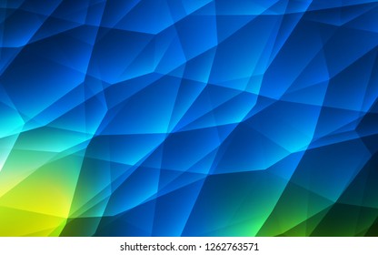 Dark Blue, Green vector template with crystals, triangles. Glitter abstract illustration with triangular shapes. Best design for poster, banner.