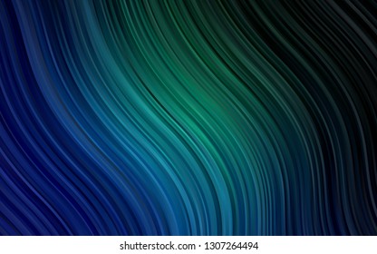 Dark Blue, Green vector template with bent lines. Glitter abstract illustration with wry lines. The template for cell phone backgrounds.