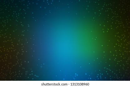Dark Blue, Green vector template with space stars. Shining illustration with sky stars on abstract template. Pattern for astronomy websites.