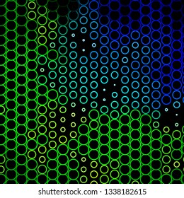 Dark Blue, Green vector template with circles. Colorful illustration with gradient dots in nature style. Pattern for business ads.