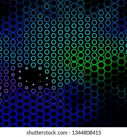 Dark Blue, Green vector template with circles. Glitter abstract illustration with colorful drops. Pattern for business ads.