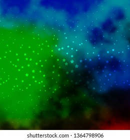 Dark Blue, Green vector template with neon stars. Modern geometric abstract illustration with stars. Pattern for new year ad, booklets.