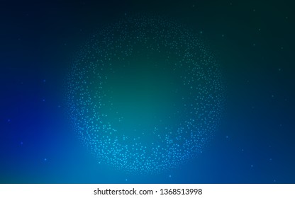 Dark Blue, Green vector template with space stars. Glitter abstract illustration with colorful cosmic stars. Best design for your ad, poster, banner.