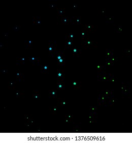 Dark Blue, Green vector template with neon stars. Shining colorful illustration with small and big stars. Design for your business promotion.