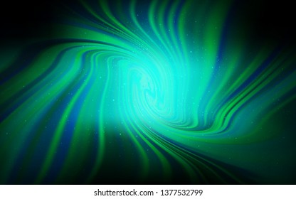 Dark Blue, Green vector template with space stars. Space stars on blurred abstract background with gradient. Pattern for futuristic ad, booklets.