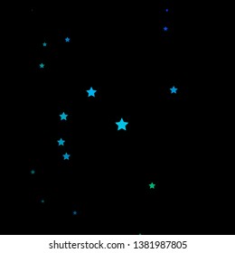 Dark Blue, Green vector template with neon stars. Colorful illustration in abstract style with gradient stars. Pattern for wrapping gifts.