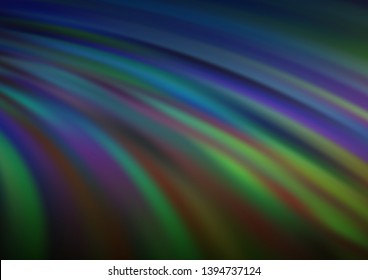 Dark Blue, Green vector template with bent lines. A vague circumflex abstract illustration with gradient. New composition for your brand book.