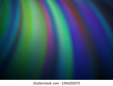 Dark Blue, Green vector template with bent ribbons. Shining illustration, which consist of blurred lines, circles. The template for cell phone backgrounds.