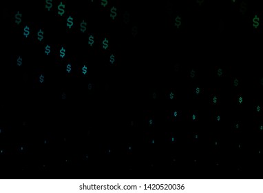 Dark Blue, Green vector template with Dollar. Illustration with USD signs on white template. The pattern can be used for ad, booklets, leaflets of banks.