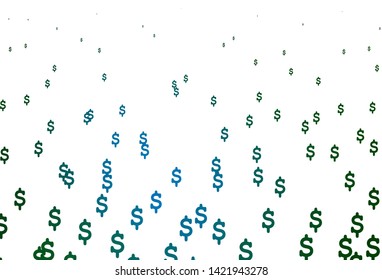 Dark Blue, Green vector template with Dollar. Shining colored illustration with USD signs. Template for ads of markets, loans.