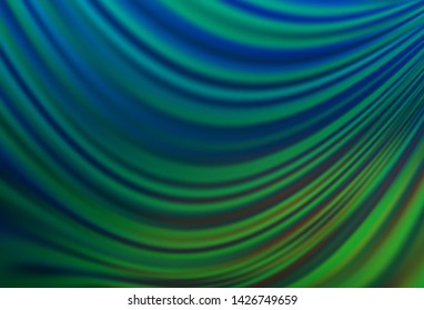 Dark Blue, Green vector template with abstract lines. Colorful abstract illustration with gradient lines. A completely new marble design for your business.