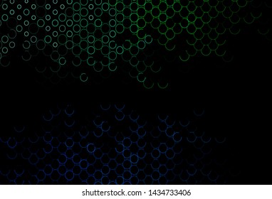 Dark Blue, Green vector template with circles. Illustration with set of shining colorful abstract circles. Completely new template for your brand book.