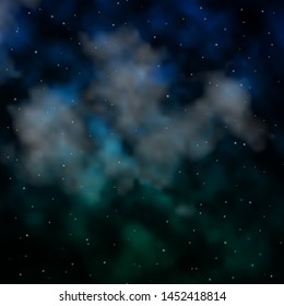 Dark Blue, Green vector template with neon stars. Modern geometric abstract illustration with stars. Theme for cell phones.