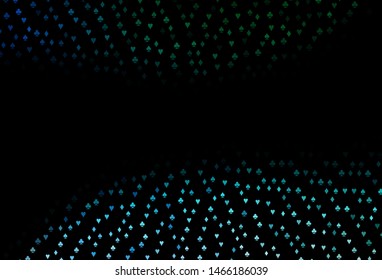 Dark Blue, Green vector template with poker symbols. Glitter abstract sketch with isolated symbols of playing cards. Pattern for leaflets of poker games, events.