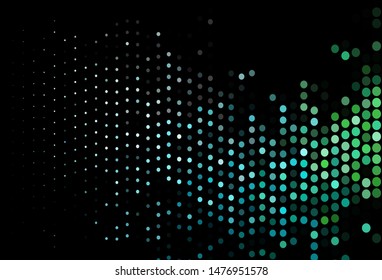 Dark Blue, Green vector template with circles. Blurred decorative design in abstract style with bubbles. Pattern of water, rain drops.