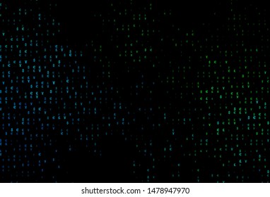 Dark Blue, Green vector template with EUR, JPY, GBP. Colored symbols of all currency on white background. Template for ads of markets, loans.
