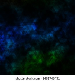 Dark Blue, Green vector template with lines, triangles. Colorful illustration with triangles in simple style. Best design for posters, banners.