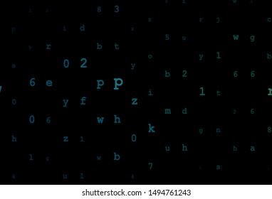 Dark Blue, Green vector template with isolated letters. Blurred design in simple style with signs of alphabet. Pattern for ads, poster, banner of books.