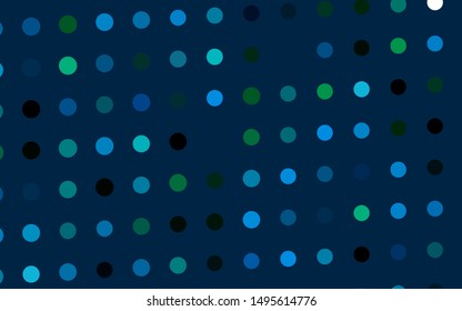 Dark Blue, Green vector template with circles. Blurred bubbles on abstract background with colorful gradient. Pattern for ads, booklets.