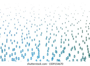 Dark Blue, Green vector template with Dollar. Colored symbols of all currency on white background. Best design for your ad, poster, banner of money.