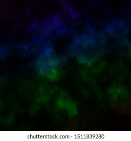 Dark Blue, Green vector template with crystals, squares. Illustration with set of colorful triangles, squares. Design for your promotions.