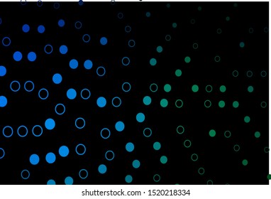 Dark Blue, Green vector template with circles. Modern abstract illustration with colorful water drops. Template for your brand book.