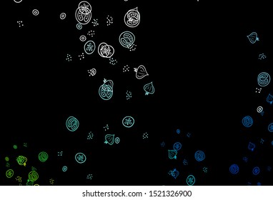 Dark Blue, Green vector template with organic meal. Colorful decorative design of snacks in doodle style. Pattern for menu of cafes, bars, restaurants.