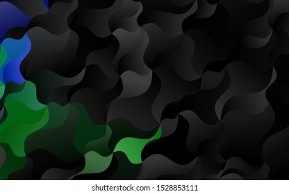 Dark Blue, Green vector template with lines, ovals. Glitter abstract illustration with wry lines. A completely new template for your business design.