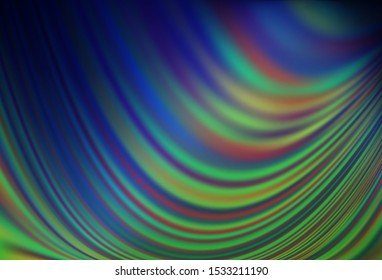Dark Blue, Green vector template with abstract lines. Colorful abstract illustration with gradient lines. A completely new template for your business design.