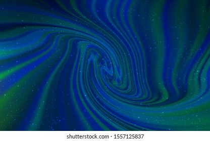 Dark Blue, Green vector template with space stars. Space stars on blurred abstract background with gradient. Best design for your ad, poster, banner.