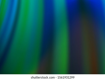 Dark Blue, Green vector template with bent lines. Shining illustration, which consist of blurred lines, circles. Brand new design for your ads, poster, banner.