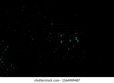 Dark Blue, Green vector template with math simbols. Colored mathematic signs with gradient on white background. Pattern for ads, booklets, leaflets of education.